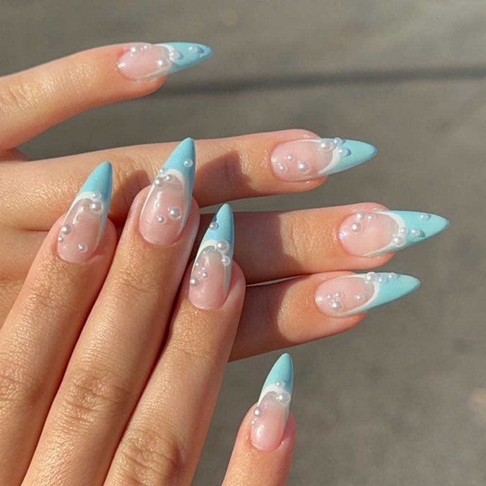 Blue and Pink Nail Art